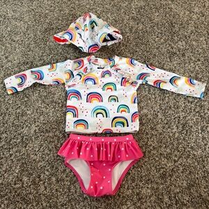 Tucker + Tate Rainbow Rashguard Set with Pink Bottom
